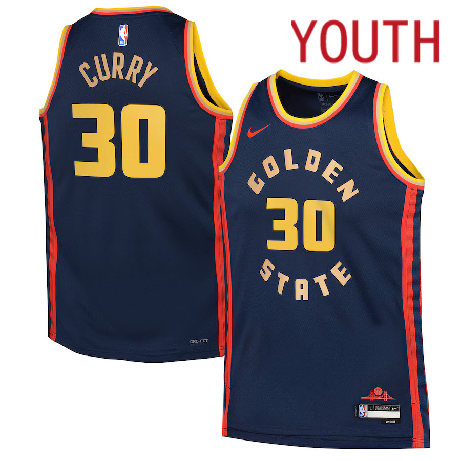 Youth Golden State Warriors #30 Stephen Curry Nike Navy City Edition 2024-25 Swingman Player NBA Jersey->golden state warriors->NBA Jersey